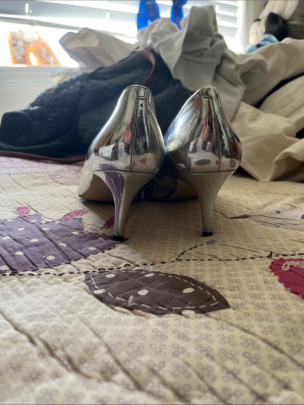 Nine West Metallic Silver Pointed-Toe Pumps - Picture 2 of 3